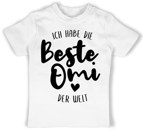 Baby T-Shirt Mädchen Jungen - Strampler & Junge - Ich Habe die Beste Omi der Welt - Oma Geschenk - 18/24 Monate - Weiß - mit sprüchen Drauf t Shirt Tshirt sprüche spruche Shirts Spruch von Shirtracer