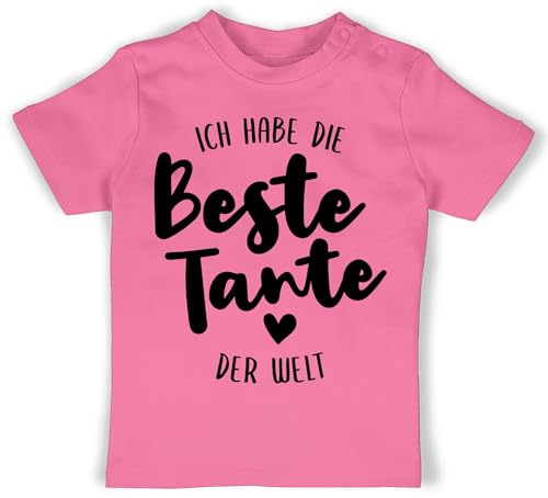 Baby T-Shirt Mädchen Jungen - Strampler & Junge - Ich Habe die Beste Tante der Welt schwarz - 6/12 Monate - Pink - lustige sprüche für babysachen Tshirt mit sprüchen Shirt Oberteile t Shirts von Shirtracer