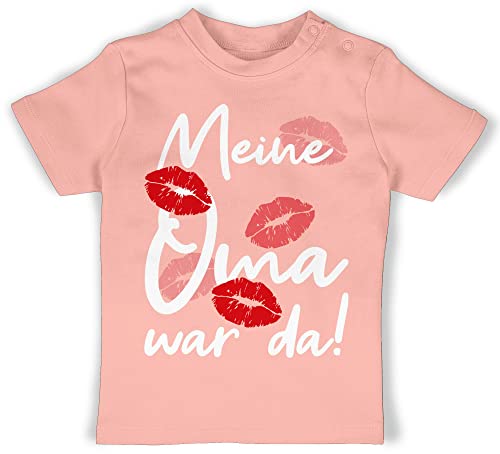 Baby T-Shirt Mädchen Jungen - Strampler & Junge - Meine Oma war da - weiß - 12/18 Monate - Babyrosa - Tshirt sprüche sprüchen t Shirts t-Shirts für Jungs spruche mit Aufschrift Tshirts Spruch von Shirtracer