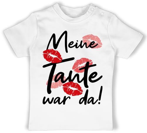 Baby T-Shirt Mädchen Jungen - Strampler & Junge - Meine Tante war da - schwarz - 6/12 Monate - Weiß - t- Shirt mit coolem Spruch Tshirt lustige sprüche für babysachen Clothes sprüchen Drauf von Shirtracer