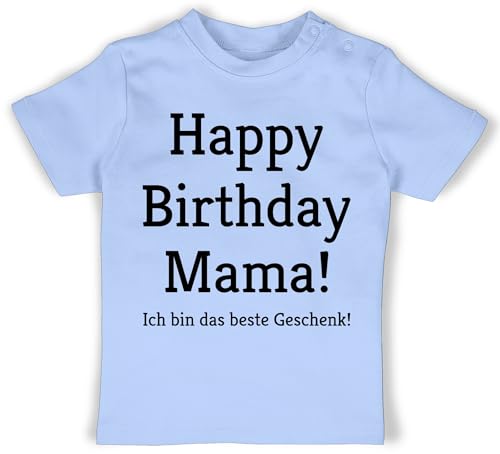 Baby T-Shirt Mädchen Jungen - Event und Anlass Geschenke - Happy Birthday Mama! Ich Bin das Geschenk! - 3/6 Monate - Babyblau - Geburtstag Mama Oberteil Mommy Tshirt Birthday, Mummy Shirt von Shirtracer
