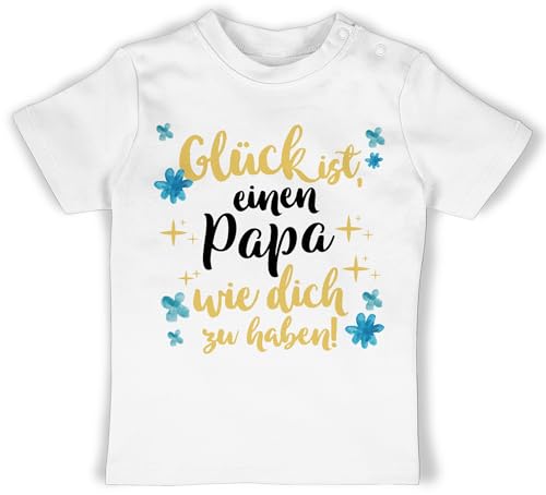 Baby T-Shirt Mädchen Jungen - Geschenk zum Vatertag - Glück ist, einen Papa wie Dich zu haben - 12/18 Monate - Weiß - vatertagstshirt papatagsgeschenk ist Tshirt Vatertagsgeschenk Shirt Daddy von Shirtracer
