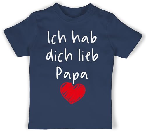 Baby T-Shirt Mädchen Jungen - Geschenk zum Vatertag - Ich hab Dich lieb Papa - 6/12 Monate - Navy Blau - Shirt Outfit Vatertagsgeschenk i Love Daddy t-Shirts Tshirt väter Bester Babykleidung von Shirtracer