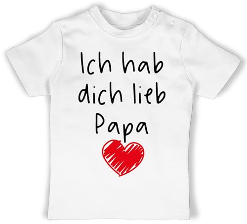 Baby T-Shirt Mädchen Jungen - Geschenk zum Vatertag - Ich hab Dich lieb Papa Herz schwarz - 12/18 Monate - Weiß - vatertagstshirt papatagsgeschenk Sohn Tshirt Papa-Baby-t-Shirt Vatertagsgeschenk von Shirtracer
