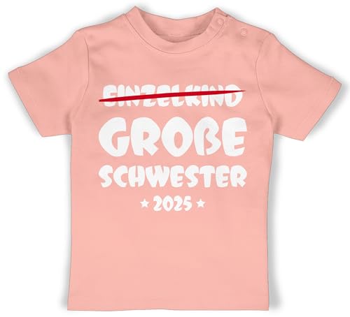 Baby T-Shirt Mädchen Jungen - Geschwister Bruder und - Einzelkind Große Schwester 2025-12/18 Monate - Babyrosa - t- Shirt Sister Tshirt 2023 Shirts großer für Big t Grosse t-Shirts Bald 2024 von Shirtracer