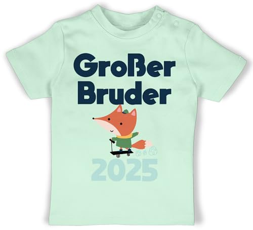 Baby T-Shirt Mädchen Jungen - Großer Bruder 2025 Fuchs - 6/12 Monate - Mintgrün - Big bro t- Shirt Grosse brüder du wirst Tshirt großen Brother t große 2024 Clothes grosser Shirts Geschenk von Shirtracer