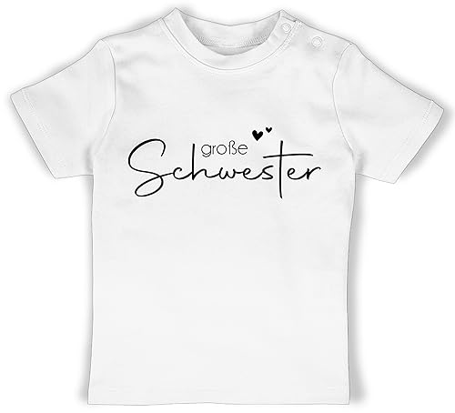 Baby T-Shirt Mädchen Jungen - Große Schwester - Big Sister - 12/18 Monate - Weiß - sis Geschenk t- Shirt Grosse Schwestern Geschenke für großes 2024 Groesse verkünden t-Shirts von Shirtracer