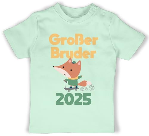 Baby T-Shirt Mädchen Jungen - Großer Bruder Fuchs 2025-18/24 Monate - Mintgrün - Big bro Shirt Brother Tshirt große t grosser Geschenk größeren großen Grosse für Geschenke grosser+Bruder von Shirtracer