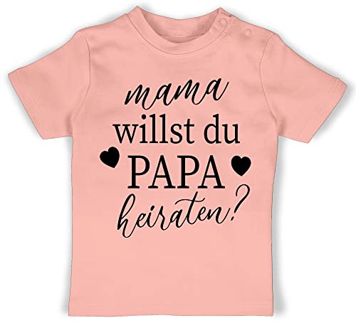 Baby T-Shirt Mädchen Jungen - Hochzeit - Mama willst du Papa heiraten? - schwarz - 18/24 Monate - Babyrosa - hochzeitsantrag heiratsantrag Shirt heiraten t-Shirts dad Tshirt Meinen t von Shirtracer