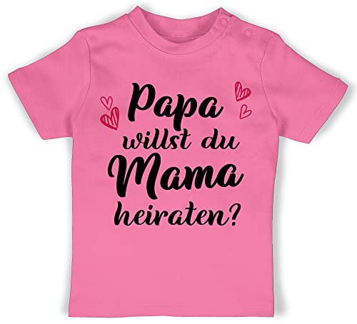 T-Shirt Mädchen Jungen - Hochzeit - Papa willst du Mama heiraten - Neugeborenen Heiratsantrag Willst Du Meine Mama heiraten Baby Antrag - 18/24 Monate - Pink - wollen wir die Tshirt Shirt von Shirtracer