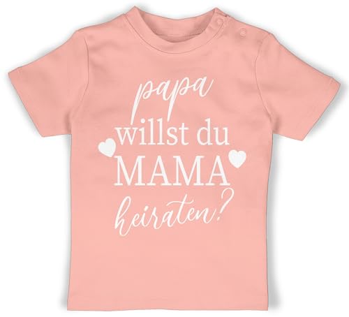 T-Shirt Mädchen Jungen - Hochzeit - Papa willst du Mama heiraten - Willst Du Meine Mama heiraten Neugeborenen Heiratsantrag Baby Antrag Papi - 18/24 Monate - Babyrosa - Bekleidung für Babys Shirt von Shirtracer