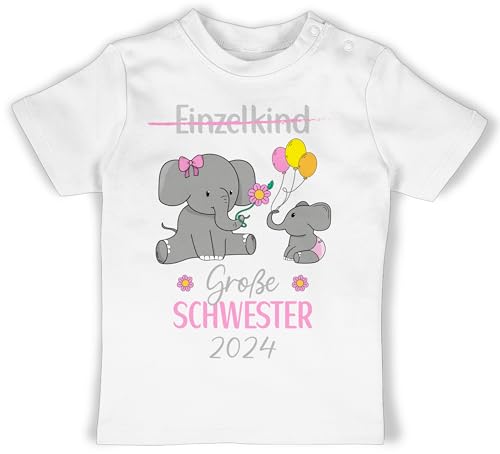 Baby T-Shirt Mädchen Jungen - Ich Bin jetzt große Schwester Geburt Einzelkind - 12/18 Monate - Weiß - sis Shirt Big Sister Geschenk 2023 Grosse Geschenke 2024 großes Fuer verkünden Schwestern von Shirtracer