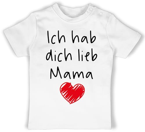 Baby T-Shirt Mädchen Jungen - Ich hab Dich lieb Mama - 18/24 Monate - Weiß - zum ersten Muttertag muddi Liebe Tshirt erste muttertagsgeschenk Mamas i Love You Shirt 1 Mutter von Shirtracer
