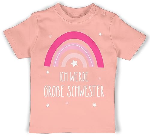 Baby T-Shirt Mädchen Jungen - Ich werde große Schwester - Regenbogen - Grosse Schwester - 12/18 Monate - Babyrosa - Geschwister t-Shirts Schwestern Big Sister Tshirt Shirt sis Will be a Shirts t von Shirtracer