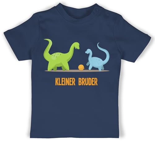 Baby T-Shirt Mädchen Jungen - Kleiner Bruder Bagger - 3/6 Monate - Navy Blau - Tshirt Little Brother Lil bro Babykleidung kleine kleinen Shirt Geschenk Geschwisterliebe Tshirts brüder 2024 Shirts von Shirtracer