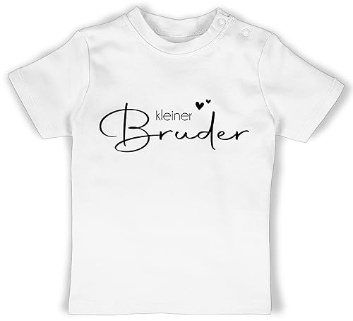 Baby T-Shirt Mädchen Jungen - Kleiner Bruder - Little Brother - 1/3 Monate - Weiß - Geschenk Shirt bro Tshirt 2024 t-Shirts kleine t kleinen brüder von Shirtracer