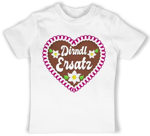 Baby T-Shirt Mädchen Jungen - Kompatibel Oktoberfest Outfit - Dirndl Ersatz mit Lebkuchen - 6/12 Monate - Weiß - Trachten Tshirt Tracht Oberteil trachtenbody Oktoberfest- Shirts von Shirtracer