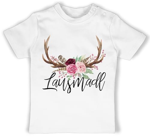 Baby T-Shirt Mädchen Jungen - Kompatibel mit Oktoberfest Outfit - Lausmadl Hirschgeweih - 1/3 Monate - Weiß - bayrischer Abend t Shirts boarische Shirt Tracht Tshirt Oktober fest für von Shirtracer