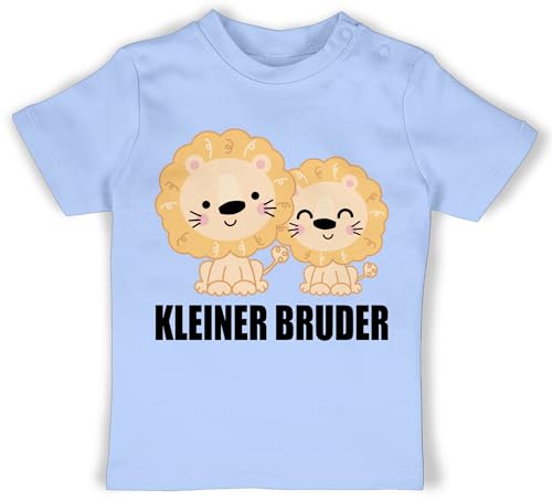 Baby T-Shirt Mädchen Jungen - Löwe - Kleiner Bruder - 12/18 Monate - Babyblau - Little Brother Lil bro Tshirt kleine brüder kleinen t-Shirts Geschenk Shirt 2024 Shirts für Tshirts Geschenke von Shirtracer
