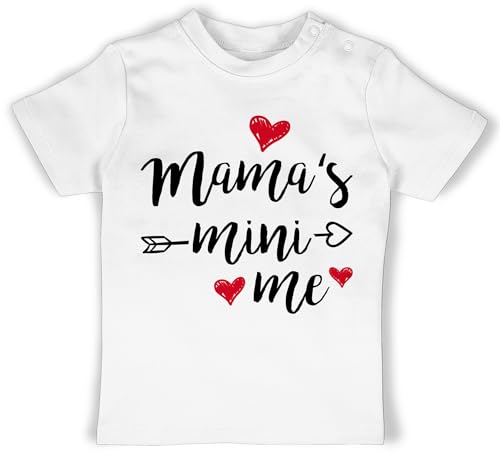 Baby T-Shirt Mädchen Jungen - Mama - Mamas Mini Me Schwarz - 3/6 Monate - Weiß - Shirt zum ersten Muttertag muddi Tshirt erste muttertagsgeschenk Mutter Babykleidung 1 Mommy von Shirtracer