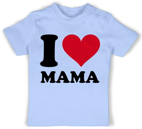 Baby T-Shirt Mädchen Jungen - I Love Mama - 18/24 Monate - Babyblau - Fuer Mutter t Shirt mamatags Geschenk Shirts Muttertag 2024 Tshirt Geschenke für mütter muttertagsgeschenk von Shirtracer