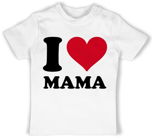 Baby T-Shirt Mädchen Jungen - I Love Mama - 3/6 Monate - Weiß - mom muddi Mum Tshirt Mamas muttertagsgeschenke Shirt Mutter Alles Gute zum Muttertag t-Shirts muttertagsgeschenk My Shirts Mommy von Shirtracer