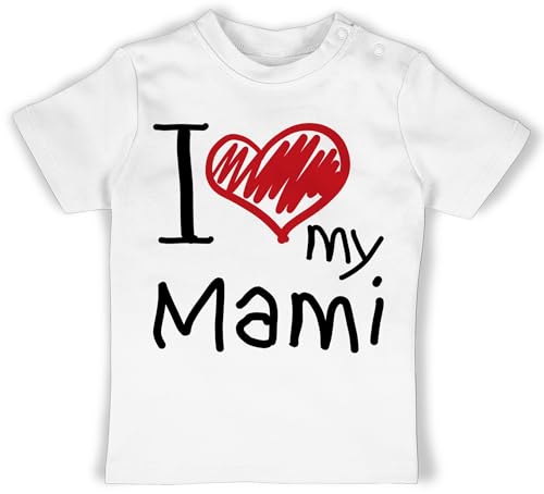 Baby T-Shirt Mädchen Jungen - Mama - I Love My Mami - 6/12 Monate - Weiß - Babykleidung mom Beste Bild t- Shirt Geschenk Mutter t Shirts muttertaggeschenke Tshirt mütter für Mamas Baby-Mama von Shirtracer