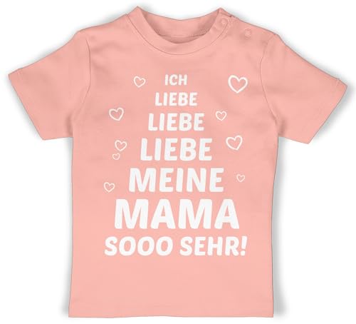 Baby T-Shirt Mädchen Jungen - Ich Liebe Meine Mama so sehr - 1/3 Monate - Babyrosa - Mutter t Mothers Day Tshirt Mamas Shirt Mutti für Mami Geschenk mütter Mama's Mother muttertagsgeschenke von Shirtracer