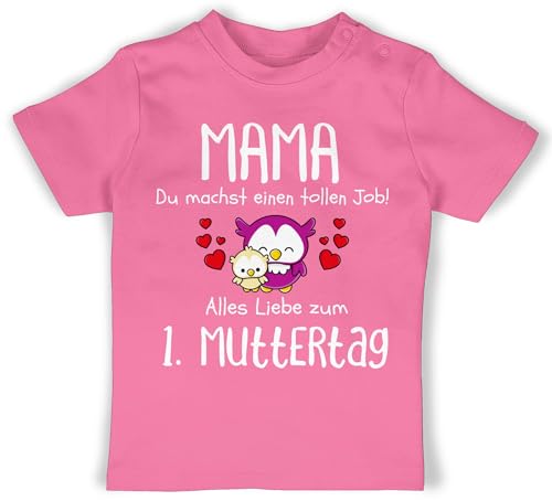 Baby T-Shirt Mädchen Jungen - 1. Muttertag I Mama du Machst einen tollen Job - 12/18 Monate - Pink - erstes muttertagsgeschenk Shirt Happy mothersday erste Tshirt Mutti Mein 1 Shirts mamatags von Shirtracer