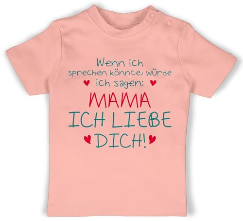 Baby T-Shirt Mädchen Jungen - Mama ich Liebe Dich - 12/18 Monate - Babyrosa - muttertags Shirt Mutter Geschenke Tshirt für mamatags Geschenk Beste besondere lieben 2024 die mom and von Shirtracer