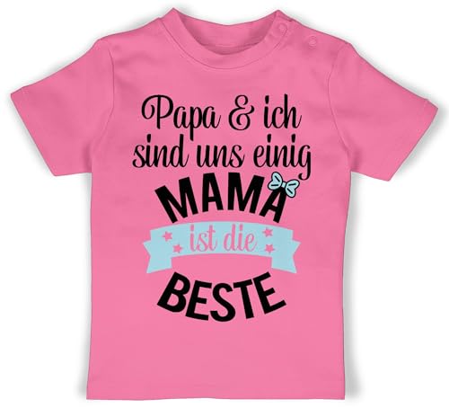 Baby T-Shirt Mädchen Jungen - Mama ist die Beste II - 12/18 Monate - Pink - Mothers Day Best mom Shirts Mutter Tags Geschenke für Shirt muttertagsgeschenk Mami Baby-Shirt Baby-Mama du bist toll von Shirtracer