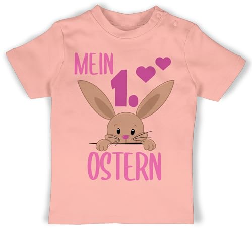 Baby T-Shirt Mädchen Jungen - Ostergeschenke - Mein 1. Ostern süßer Hase I Mein erstes Ostern I Osterhase süß - 3/6 Monate - Babyrosa - 1.Ostern Shirt Oster Babykleidung Easter 1 Tshirt Outfit von Shirtracer