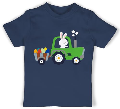 Baby T-Shirt Mädchen Jungen - Ostergeschenke - Traktor Hase Ostereier I Ostern I Trecker Osterhase - 18/24 Monate - Navy Blau - Tshirt mit hasenmotiv Oster Babykleidung Easter Ei Shirt osteroutfit von Shirtracer
