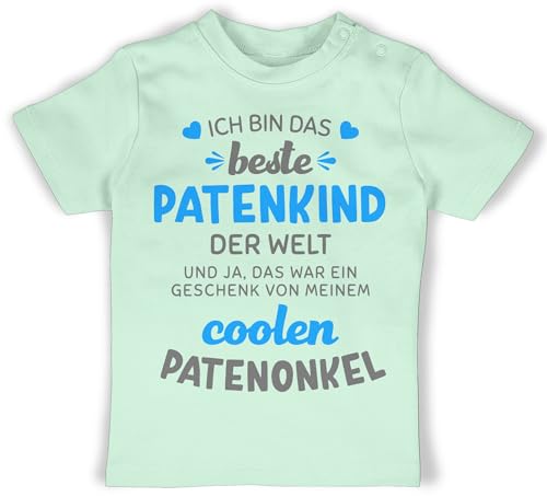 Baby T-Shirt Mädchen Jungen - Patenonkel - Ich Bin das Beste Patenkind der Welt grau/blau - 12/18 Monate - Mintgrün - Shirts taufpate t-Shirts Paten Tshirt sprüche Shirt babyshirts für t Clothes von Shirtracer