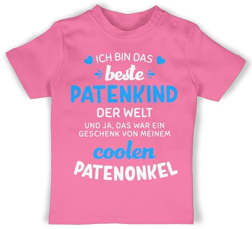 Baby T-Shirt Mädchen Jungen - Patenonkel - Ich Bin das Beste Patenkind der Welt weiß/blau - 6/12 Monate - Pink - t - Shirt t- Shirts Tshirt Clothes für Pate t-Shirts Paten Babykleidung taufpate von Shirtracer