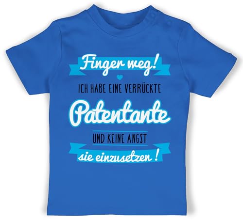 Baby T-Shirt Mädchen Jungen - Ich Habe eine verrückte Patentante - blau/schwarz - 12/18 Monate - Royalblau - t-Shirts goti Finger Weg Babykleidung Patin sprüche t- Shirts patenkind babyshirts von Shirtracer