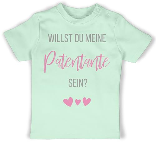 Baby T-Shirt Mädchen Jungen - Willst du Meine Patentante Sein - 1/3 Monate - Mintgrün - babyshirts taufpatin Geschenk Werden t Patin sprüche Frage Shirts godi unsere Shirt Patentante+Geschenk von Shirtracer