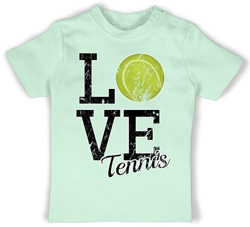 Baby T-Shirt Mädchen Jungen - Sport & Bewegung - Love Tennis - 3/6 Monate - Mintgrün - Geschenk für Tennisspieler Shirt babyshirts t Shirts Tshirts Tshirt t-Shirts von Shirtracer