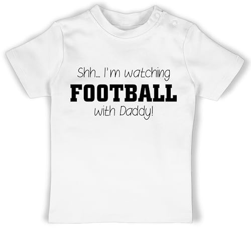 Baby T-Shirt Mädchen Jungen - Sport & Bewegung - Shh...I'm Watching Football with Daddy! - schwarz - 1/3 Monate - Weiß - Tshirts Daddy thsirt American Tshirt i am t- Shirt im t-Shirts t von Shirtracer