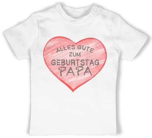 Baby T-Shirt Mädchen Jungen - Sprüche - Alles Gute zum Geburtstag Papa - 12/18 Monate - Weiß - Babykleidung kindershirts mit lustigen sprüchen Spruch Happy Birthday t Shirts von Shirtracer