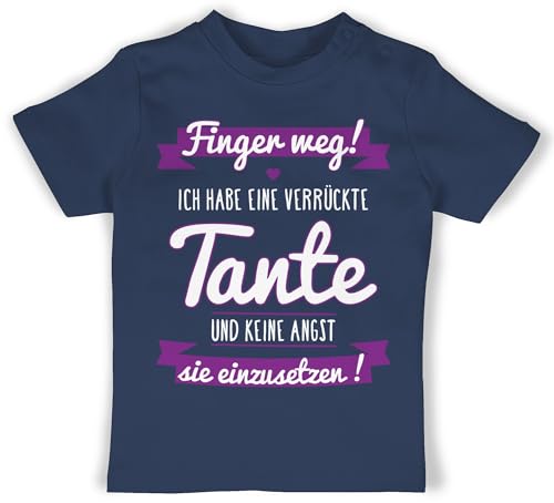 Baby T-Shirt Mädchen Jungen - Ich Habe eine verrückte Tante Lila - 1/3 Monate - Navy Blau - Shirt Geschenk Crazy Aunt Bekleidung für Babys Aunty Tshirt verrückt Oberteil ist babyshirts von Shirtracer