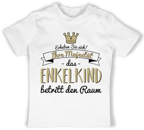 Baby T-Shirt Mädchen Jungen - Sprüche - Ihre Majestät das Enkelkind betritt den Raum - 6/12 Monate - Weiß - eure Tshirt kindershirts mit lustigen sprüchen babygeschenke lustig ihrer t-Shirts von Shirtracer