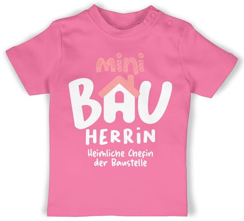 Baby T-Shirt Mädchen Jungen - Sprüche - Mini Bauherrin weiß - 12/18 Monate - Pink - Tshirt Spruch sprüche. t Shirt mit sprüchen Babygeschenk lustig t- Shirts Sachen spruche babyshirts von Shirtracer