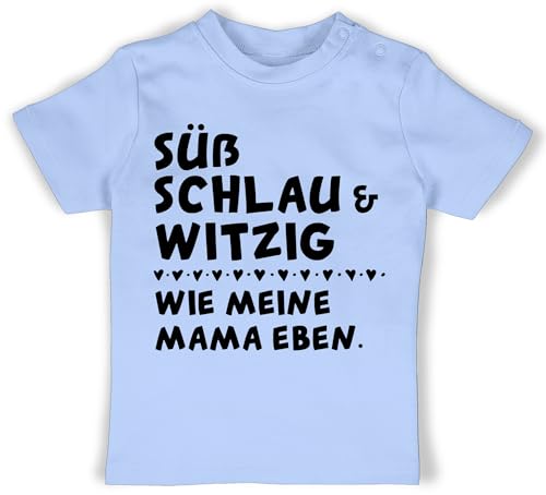 Baby T-Shirt Mädchen Jungen - Sprüche - Süß schlau und witzig - wie Meine Mama eben - Schwarz - 3/6 Monate - Babyblau - Babygeschenk lustig Babykleidung Tshirt Spruch lustige babygeschenke von Shirtracer