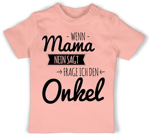 Baby T-Shirt Mädchen Jungen - Sprüche - Wenn Mama Nein SAGT frag ich den Onkel - 18/24 Monate - Babyrosa - Babykleidung mit sprüchen Spruch Uncle Tshirt t-Shirts für Jungs spruche von Shirtracer