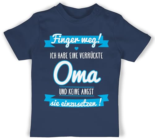 Baby T-Shirt Mädchen Jungen - Sprüche - Ich Habe eine verrückte Oma blau - 6/12 Monate - Navy Blau - sprüchen Omas t Shirt mit Aufschrift Grandma Tshirts Babykleidung Babygeschenk lustig von Shirtracer