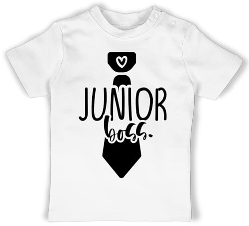 Baby T-Shirt Mädchen Jungen - Sprüche - Junior Boss - 6/12 Monate - Weiß - Babygeschenk vom Onkel spruche Chef t Shirt Tshirt Spruch sprüchen Babykleidung mit babygeschenke lustig Shirts Sachen von Shirtracer