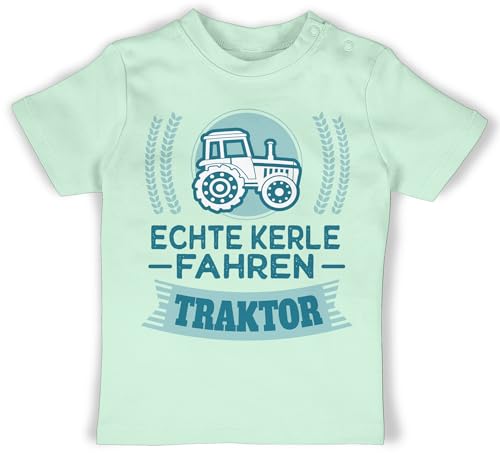 Baby T-Shirt Mädchen Jungen - Traktoren - Echte Kerle Fahren Traktor - Geschenk für Landwirte Bauern - 6/12 Monate - Mintgrün - Tshirt mit trecker Drauf Shirt Bauer Babykleidung Landwirtschaft von Shirtracer