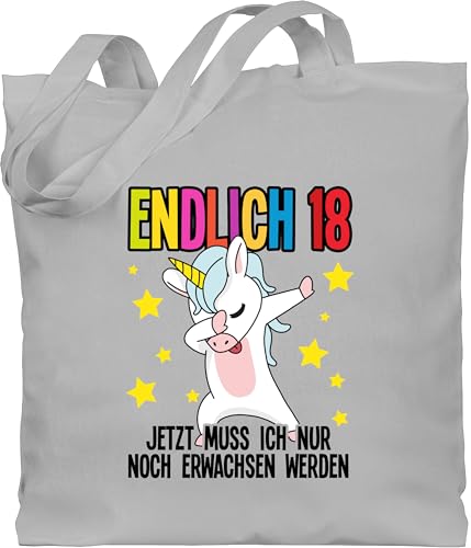 Baumwolltasche - 18. Geburtstag - Endlich Achtzehn nur noch erwachsen werden Einhorn Dab schwarz - Unisize - Hellgrau - volljährig geschenk geschenke 18.geburtstag 18 zum erwachsene für 18ten Baumwolltasche - 18. Geburtstag - Endlich Achtzehn nur noch erwachsen werden Einhorn Dab schwarz - Unisize - Hellgrau - volljährig geschenk geschenke 18.geburtstag 18 zum erwachsene für 18ten von Shirtracer