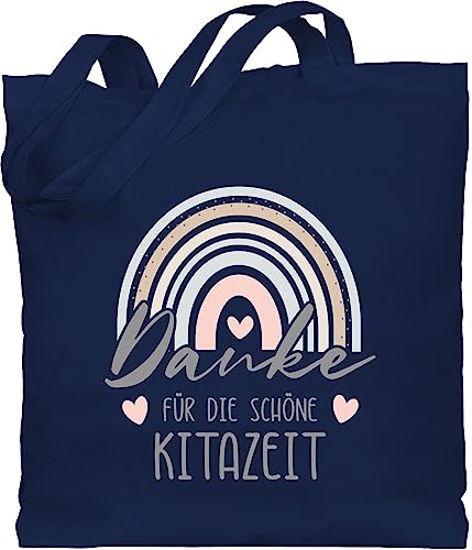 Baumwolltasche - Erzieher - Taschen - Danke für die schöne Kitazeit Boho Regenbogen - Unisize - Navy Blau - geschenk erzieherin erziehertaschen kindergärtner kita tasche geschenke erzieherinnen von Shirtracer